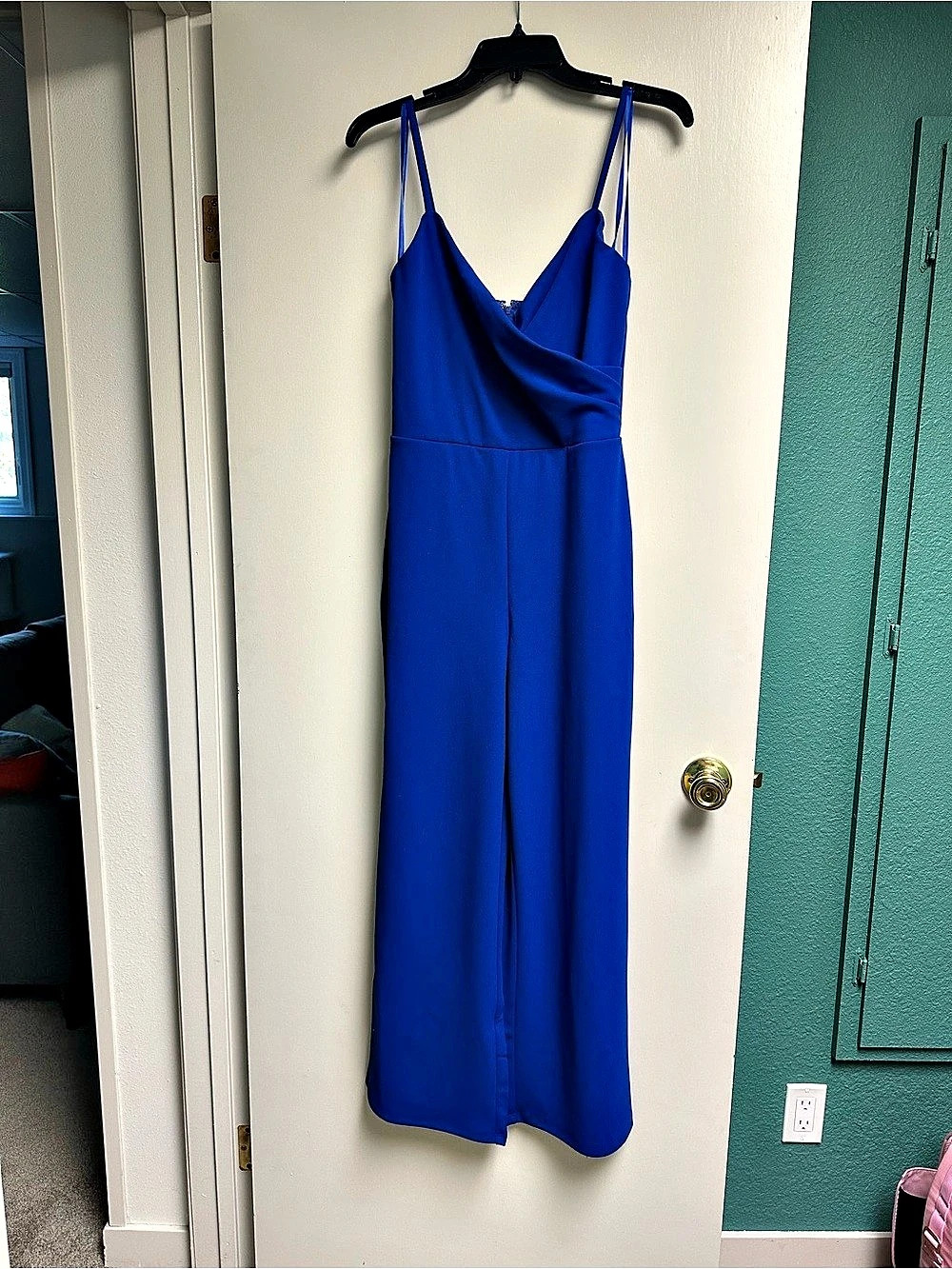 Crystal Sky Blue Wide Leg Jumpsuit Size Small NWOT